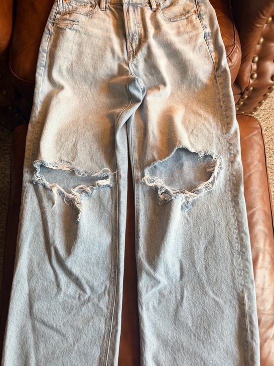 American Eagle Outfitters Denim - American Eagle Outfitters Light Blue Distressed High-Rise Jeans